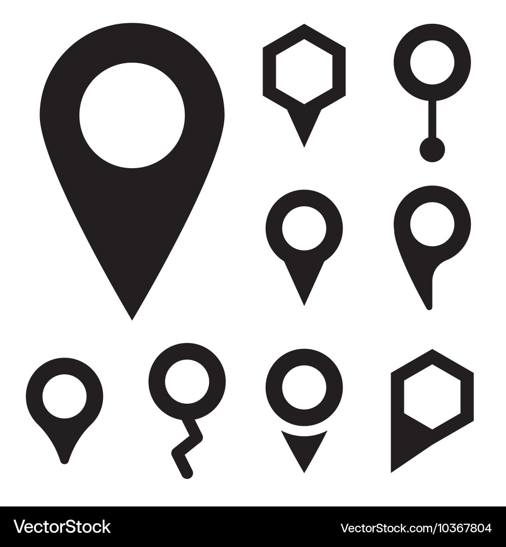 Map Pointer Icons - Set of 9 vector image