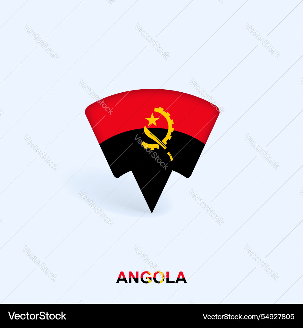 Angola flag map pointer design with shadow Angola flag map pointer design with shadow vector image