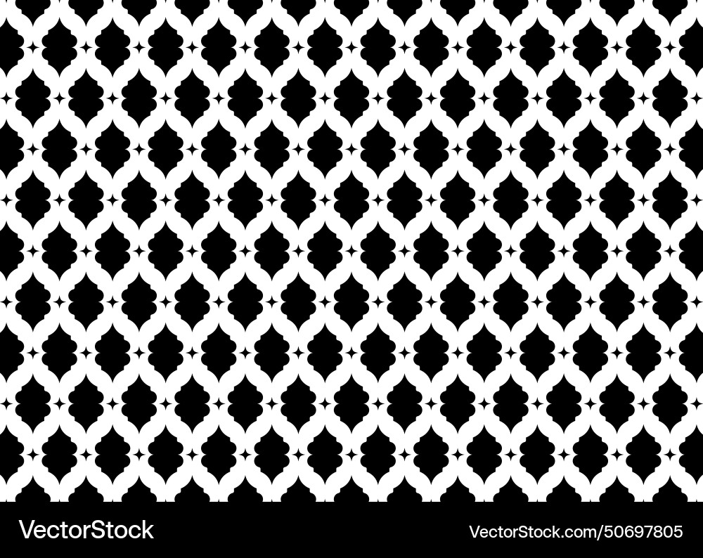 Black and white moroccan quatrefoil tiles arabic vector image