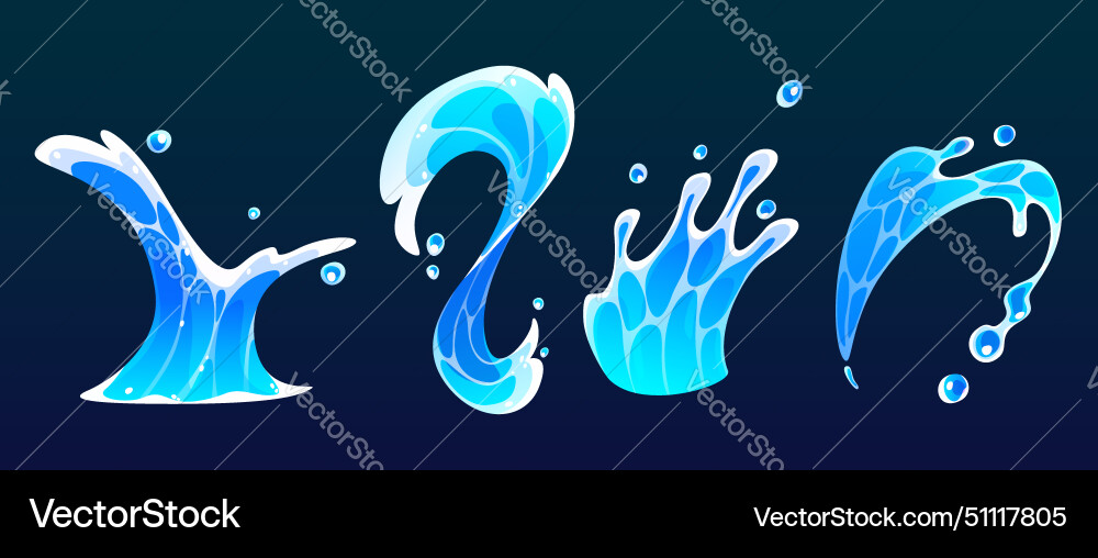 Cartoon water splash and surf wave vector image