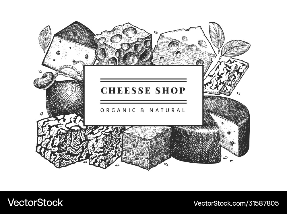 Cheese Design Vorlage hand gezogen Milch graviert Cheese Design Vorlage hand gezogen Milch graviert vektorbild