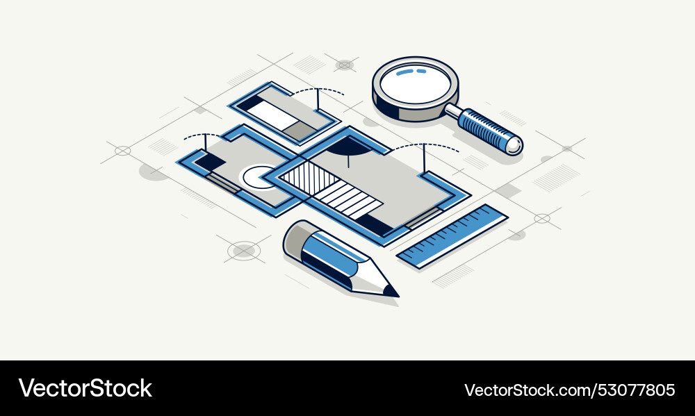 Engineering project concept blueprint engineer Engineering project concept blueprint engineer vector image