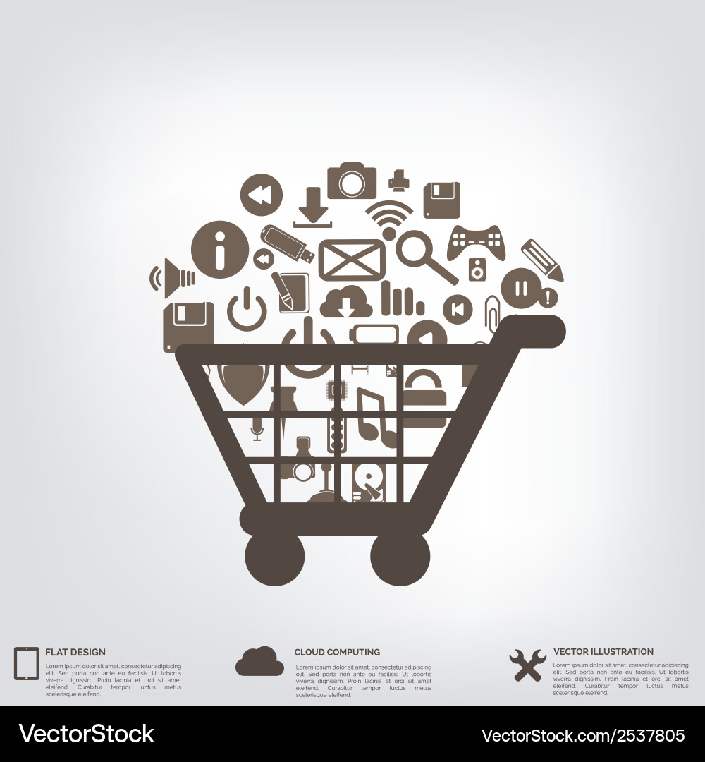 Flat abstract background with web icons interface Vector Image