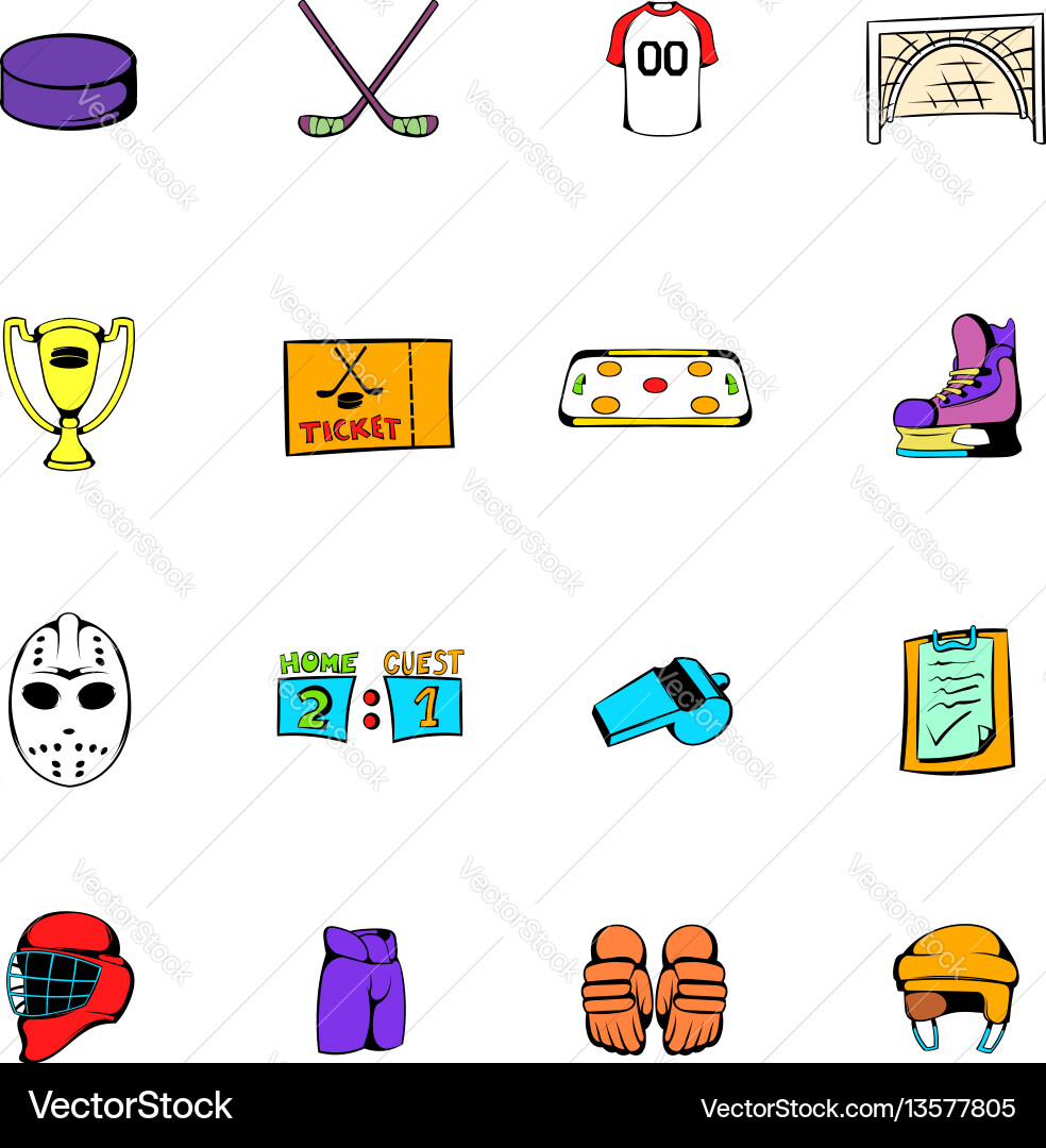 Hockey Icon Set Vector Image