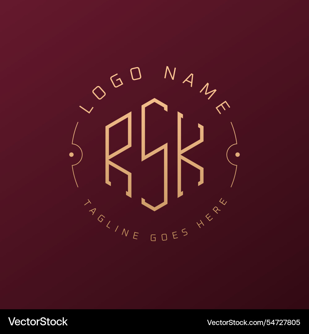 Luxury rsk logo design elegant letter Royalty Free Vector