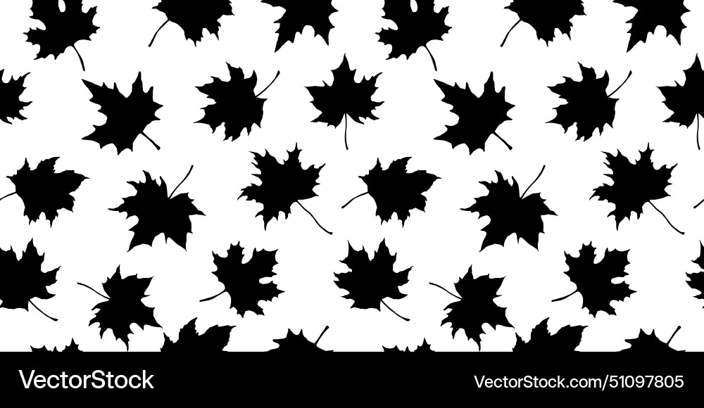 Maple leaf silhouette seamless pattern hand drawn Vector Image
