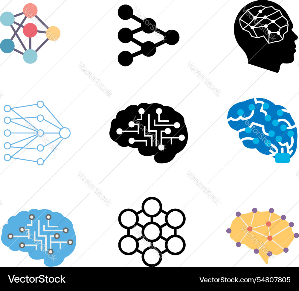Neural network bundle ai and machine learning Neural network bundle ai and machine learning Vector Image
