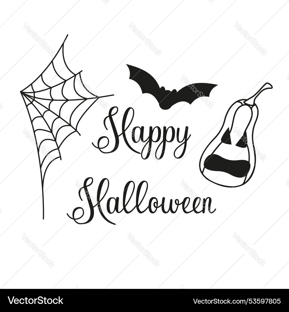 Text with bats spider web Text with bats spider web Vector Image