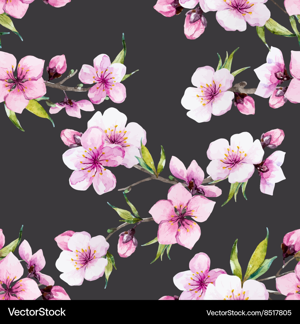Watercolor sakura pattern vector image