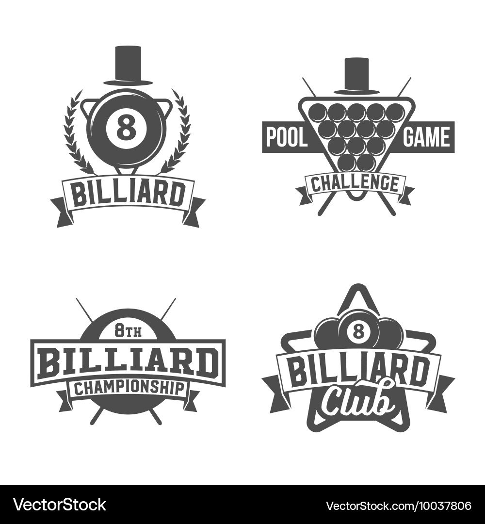 Billiards emblems labels and designed elements vector image