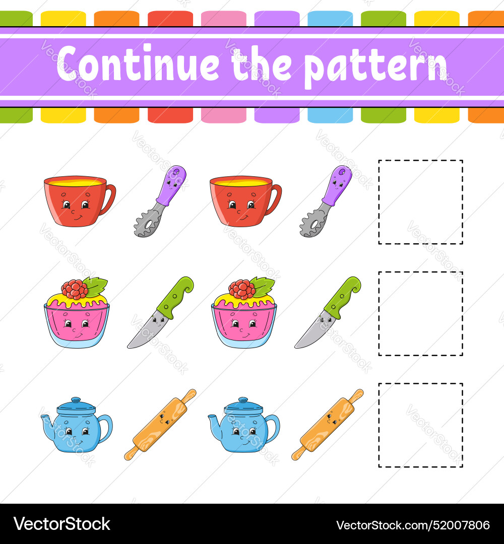 Continue the pattern education developing Continue the pattern education developing vector image