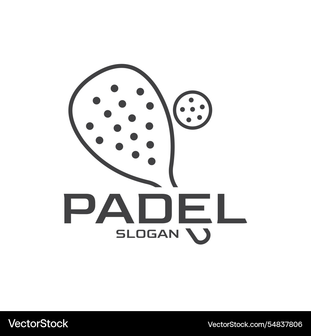 Design of paddle racket logo with simple ball vector image