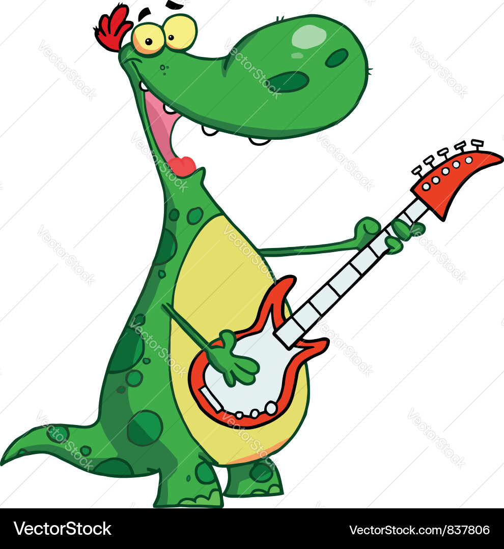 Dinosaur Playing Guitar Vector Image