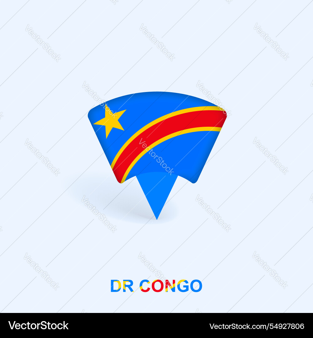 Dr congo flag map pointer design with shadow Dr congo flag map pointer design with shadow vector image