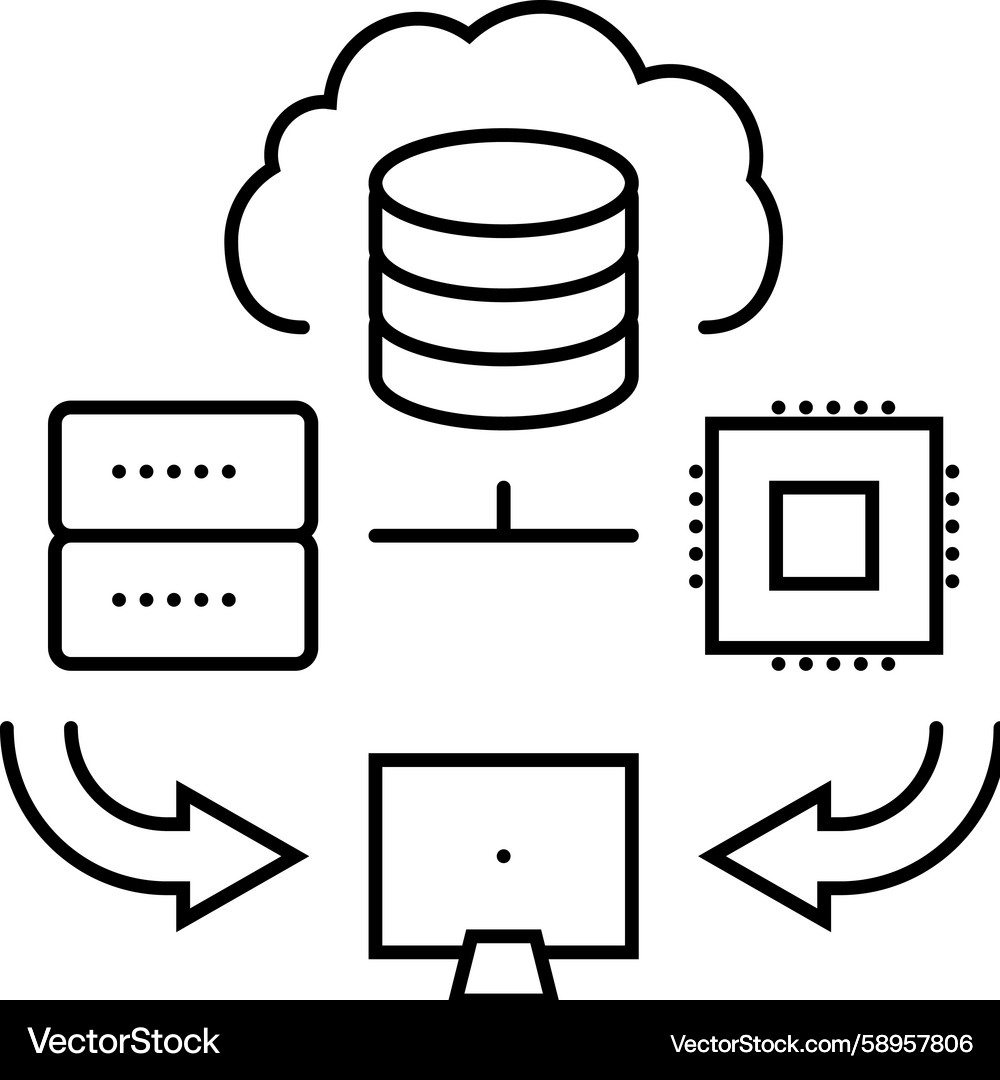 Edge computing node data center line icon Vector Image