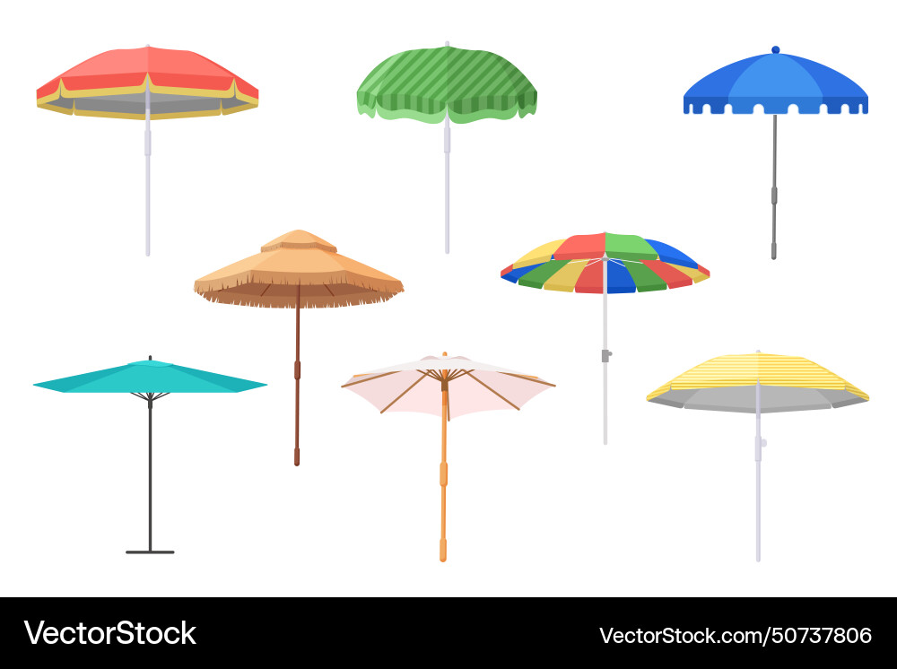 Open beach umbrellas set cute parasol collection Vector Image