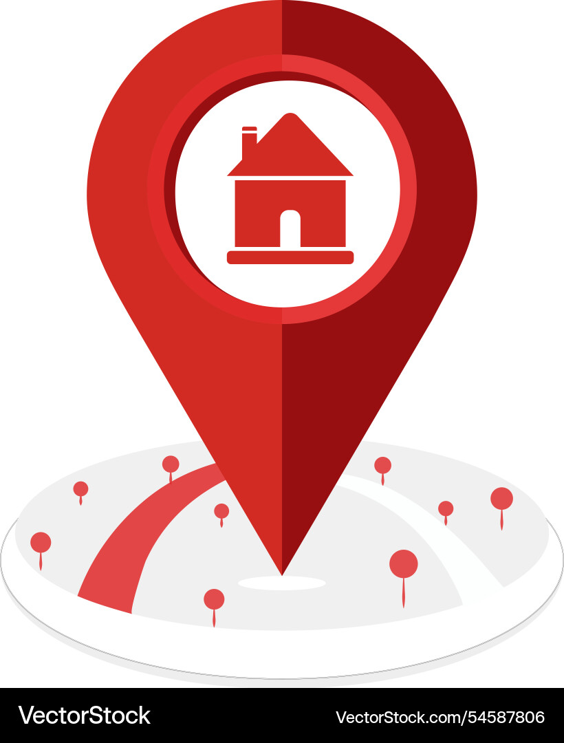 Red location icon with pin pointer on round map Red location icon with pin pointer on round map vector image