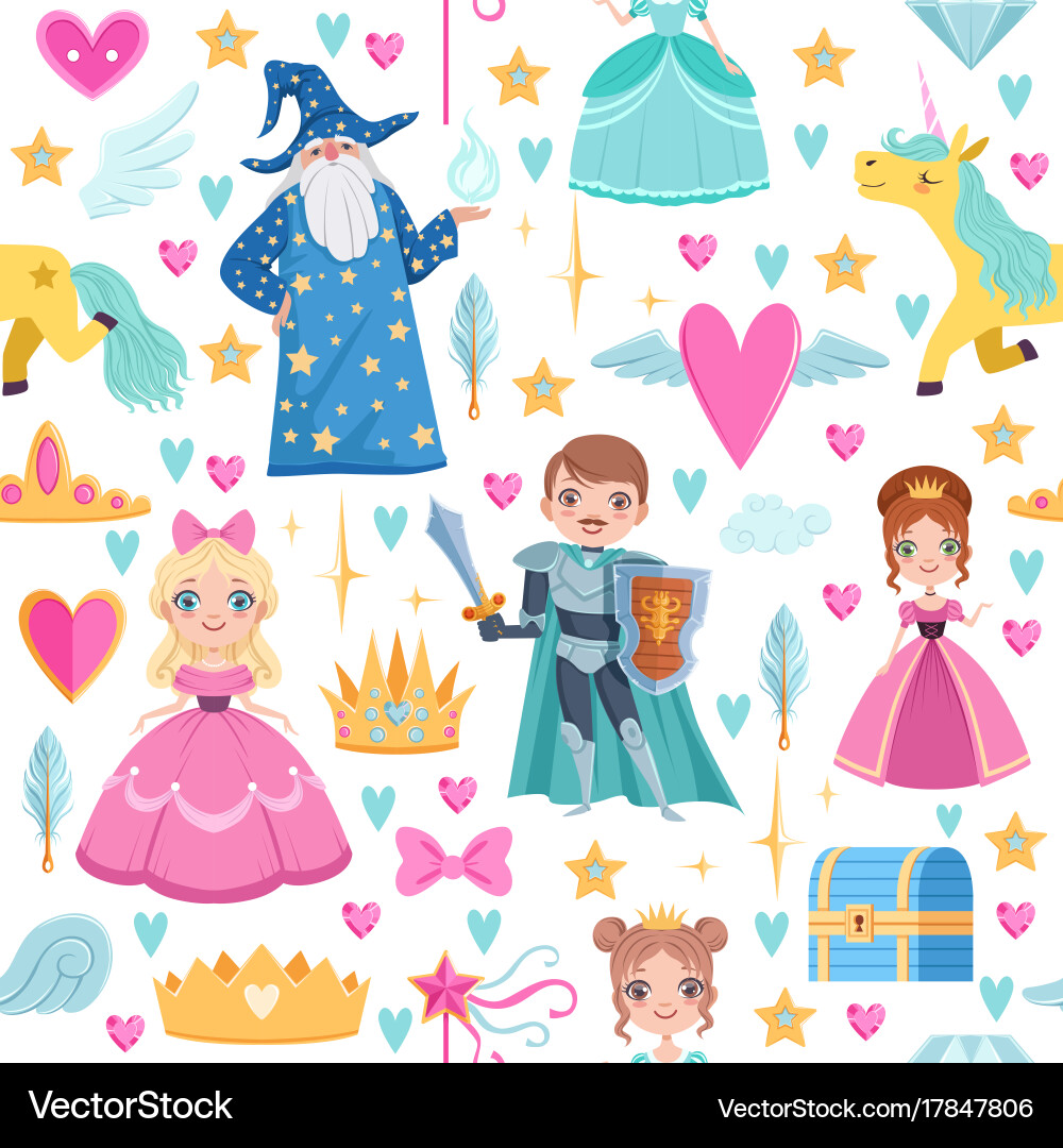 Seamless pattern with different magic elements vector image