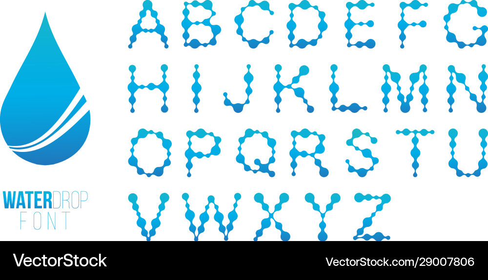 Water Molecule Font - Liquid Shape Vector Image