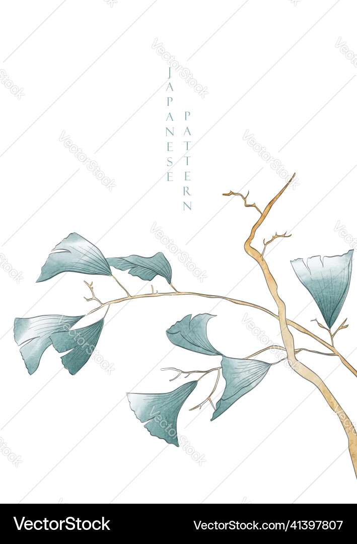 Art natural with branch of ginkgo leaves element vector image