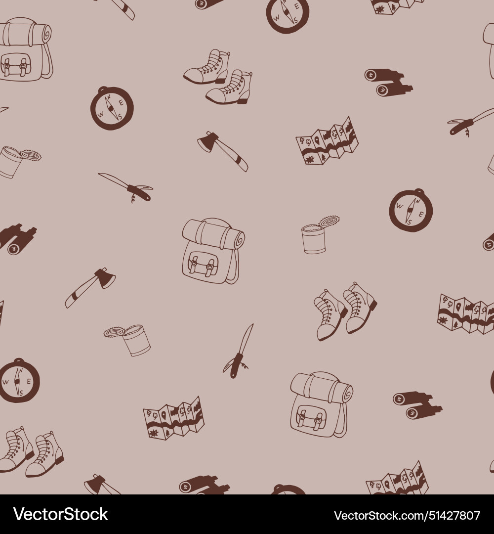Camp seamless pattern hand drawn doodle Royalty Free Vector