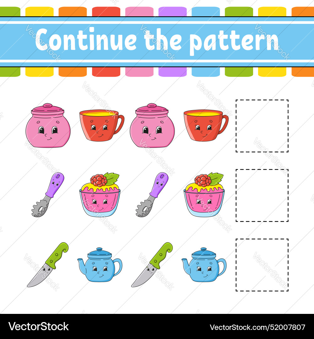 Continue the pattern education developing Continue the pattern education developing vector image