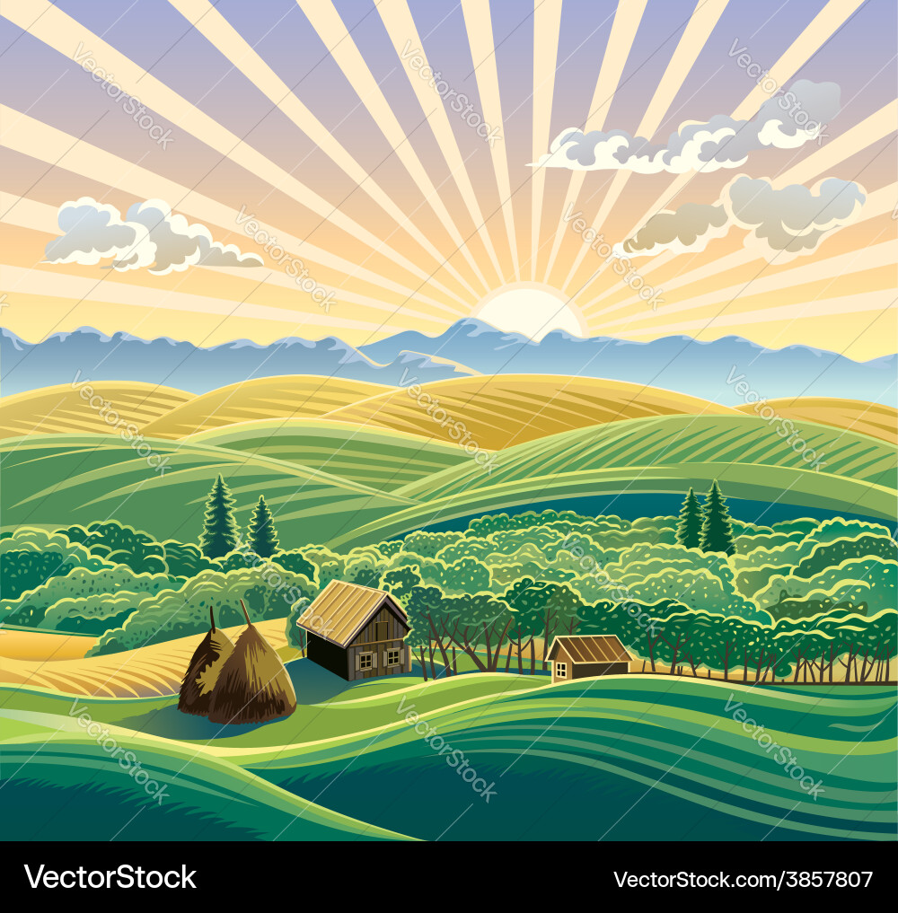 Cute Farm Animal Scene Vector Image