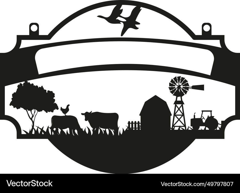 Farm ranch billboard entrance silhouette – Free Vector | VectorStock, image size:1000x802