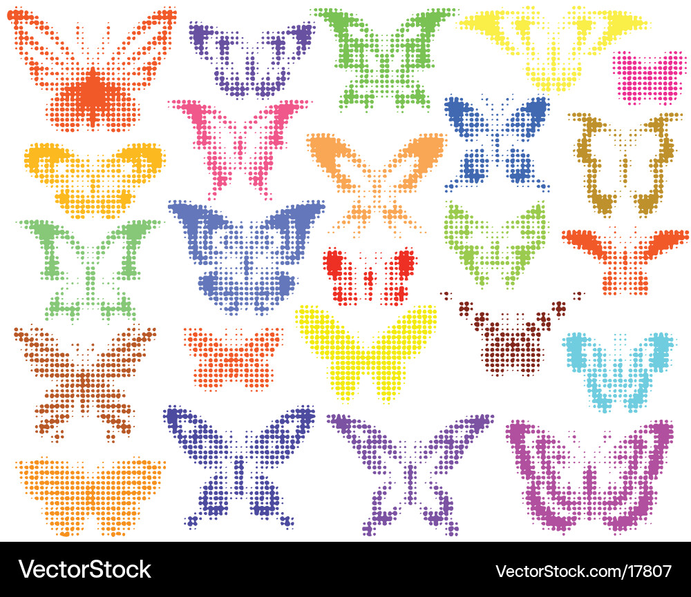 Halftone Butterfly Patterns vector image