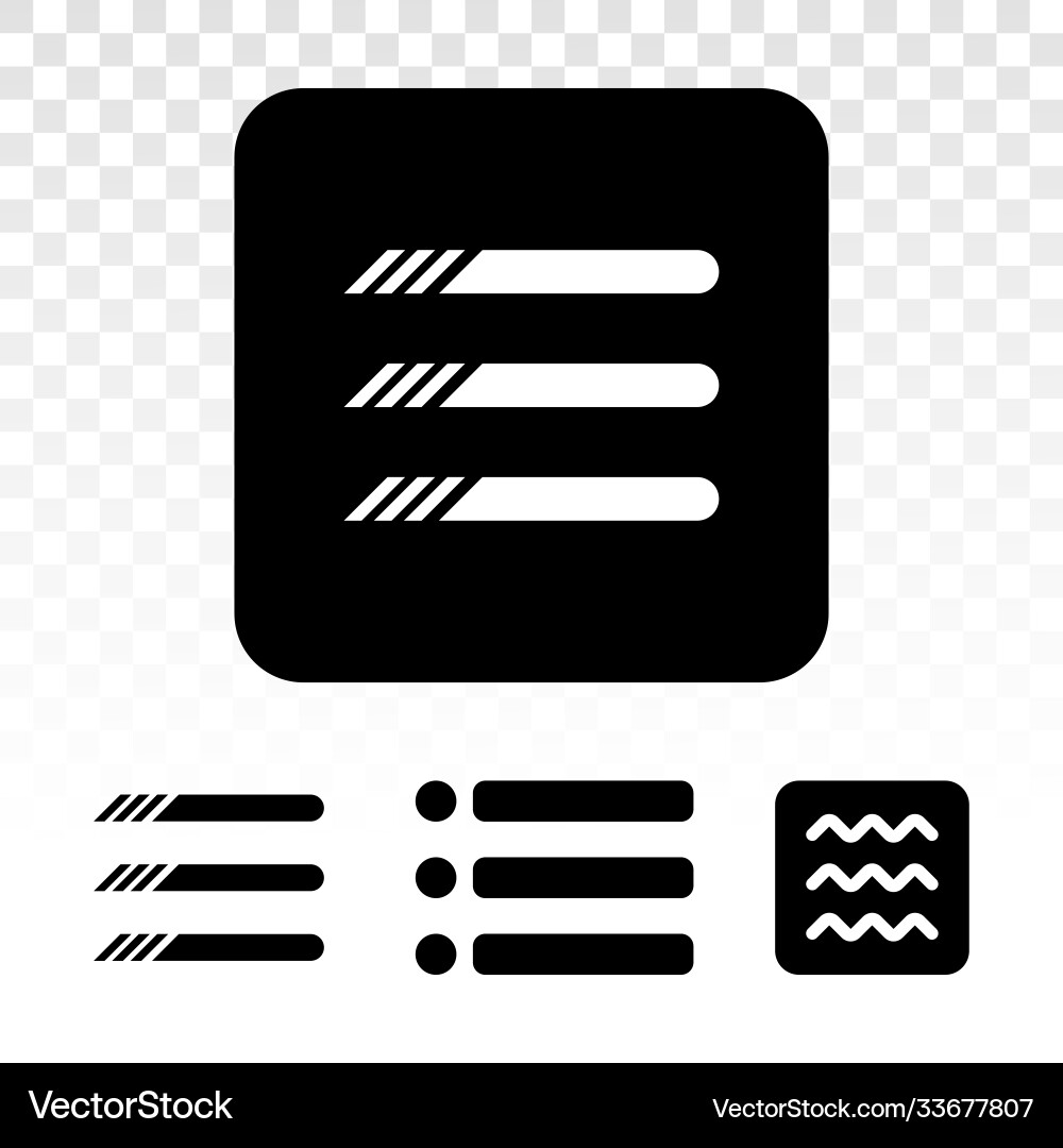 Hamburger menu button flat icon on a transparent vector image
