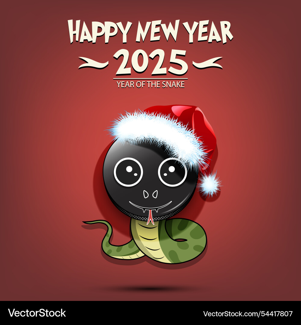 Happy new year hockey puck in the form of snake Happy new year hockey puck in the form of snake vector image