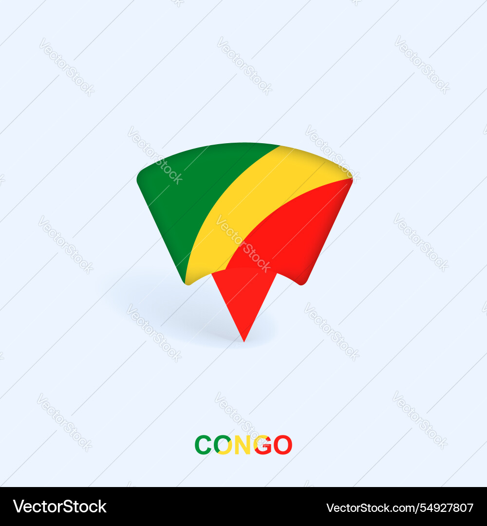 Kongo-Flaggekarte Pointer-Design mit Schatten vektorbild