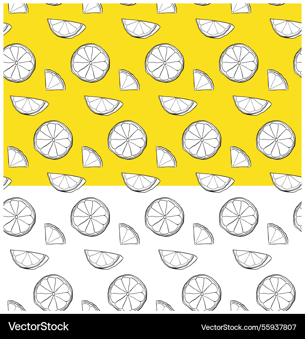 Lemon citric slices seamless pattern black Vector Image