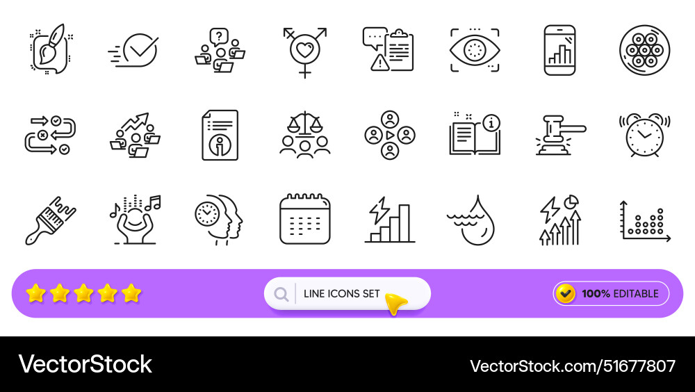 Manual time management and graph phone line icons Manual time management and graph phone line icons vector image
