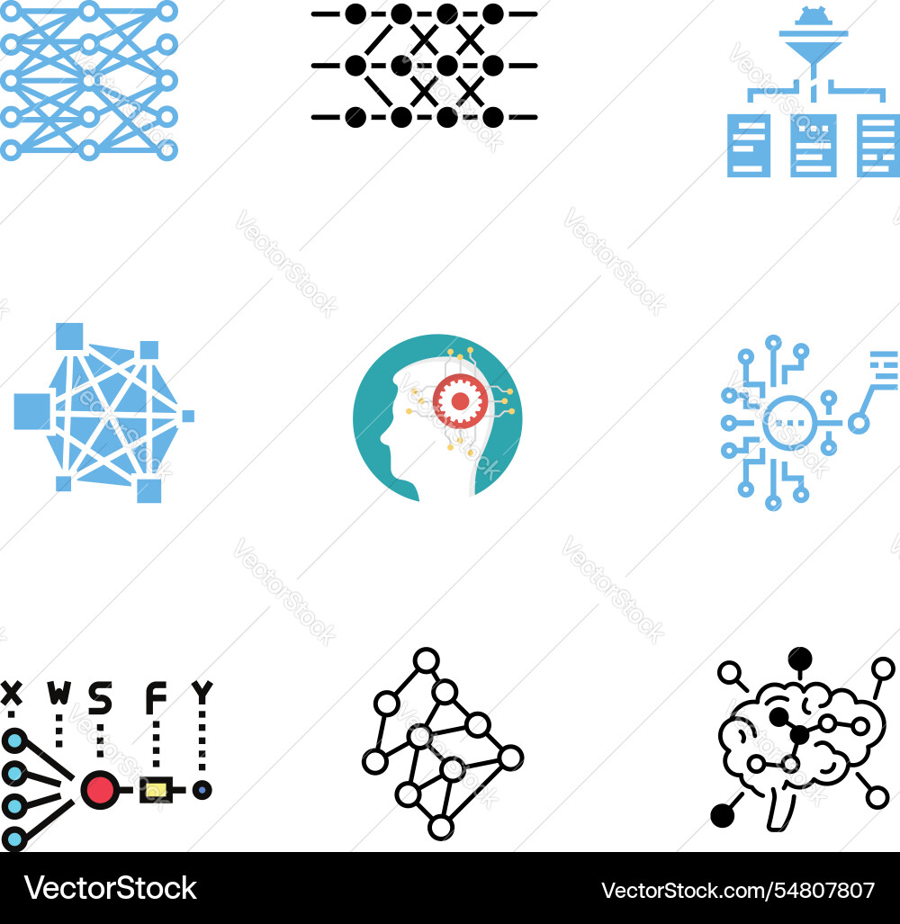 Neural network art pack ai machine learning Vector Image