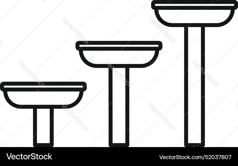 Three different sizes of bird baths standing Vector Image