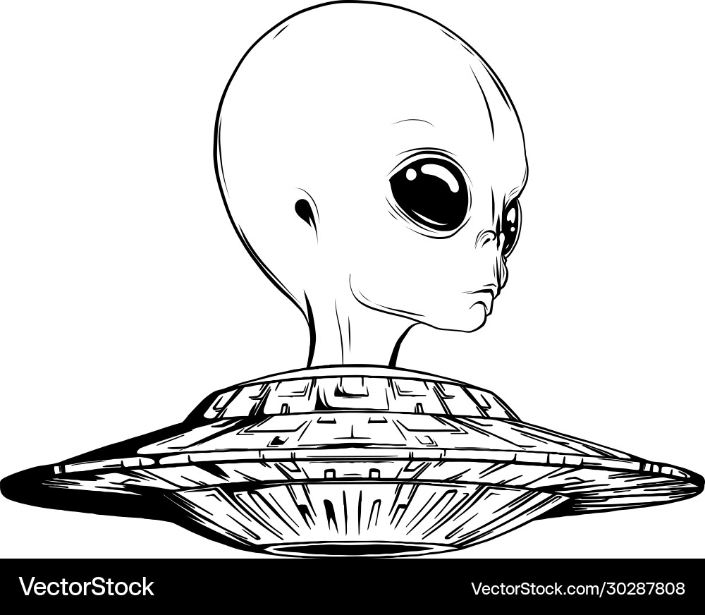 Alien UFO Collection - Monochrome vector image