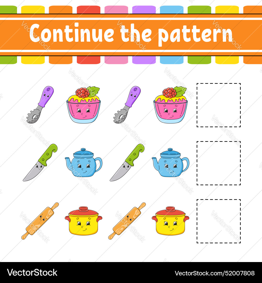 Continue the pattern education developing Continue the pattern education developing vector image