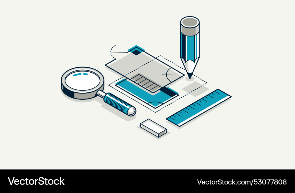 Engineering project concept blueprint engineer Engineering project concept blueprint engineer vector image