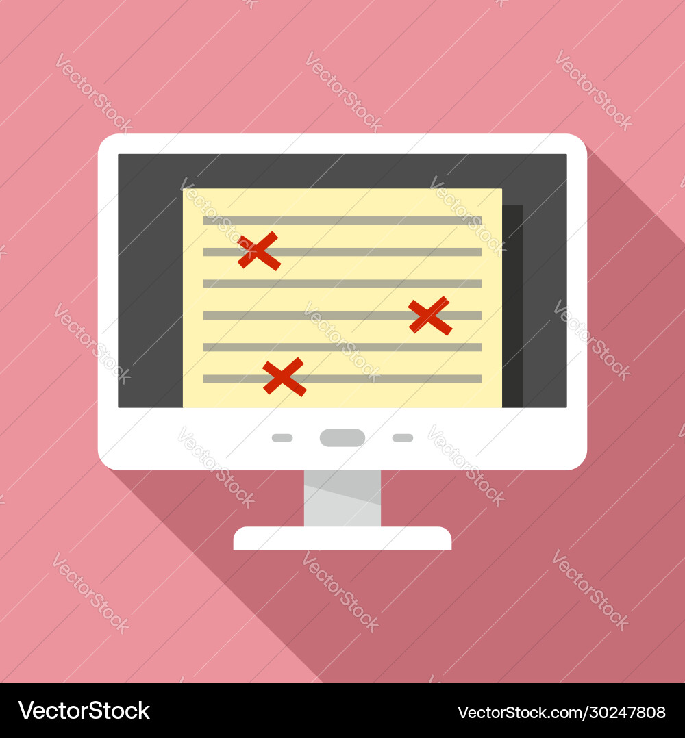 Monitor document editor icon flat style Monitor document editor icon flat style vector image