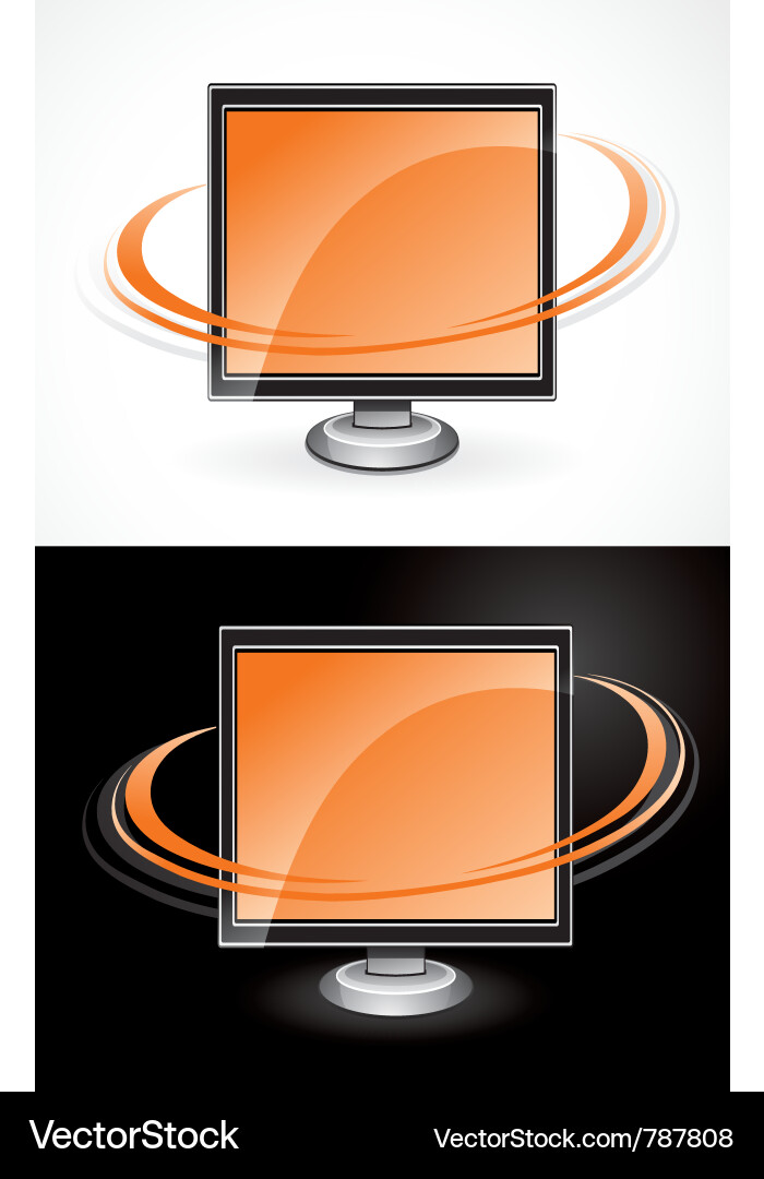 Orange computer monitors Vector Image