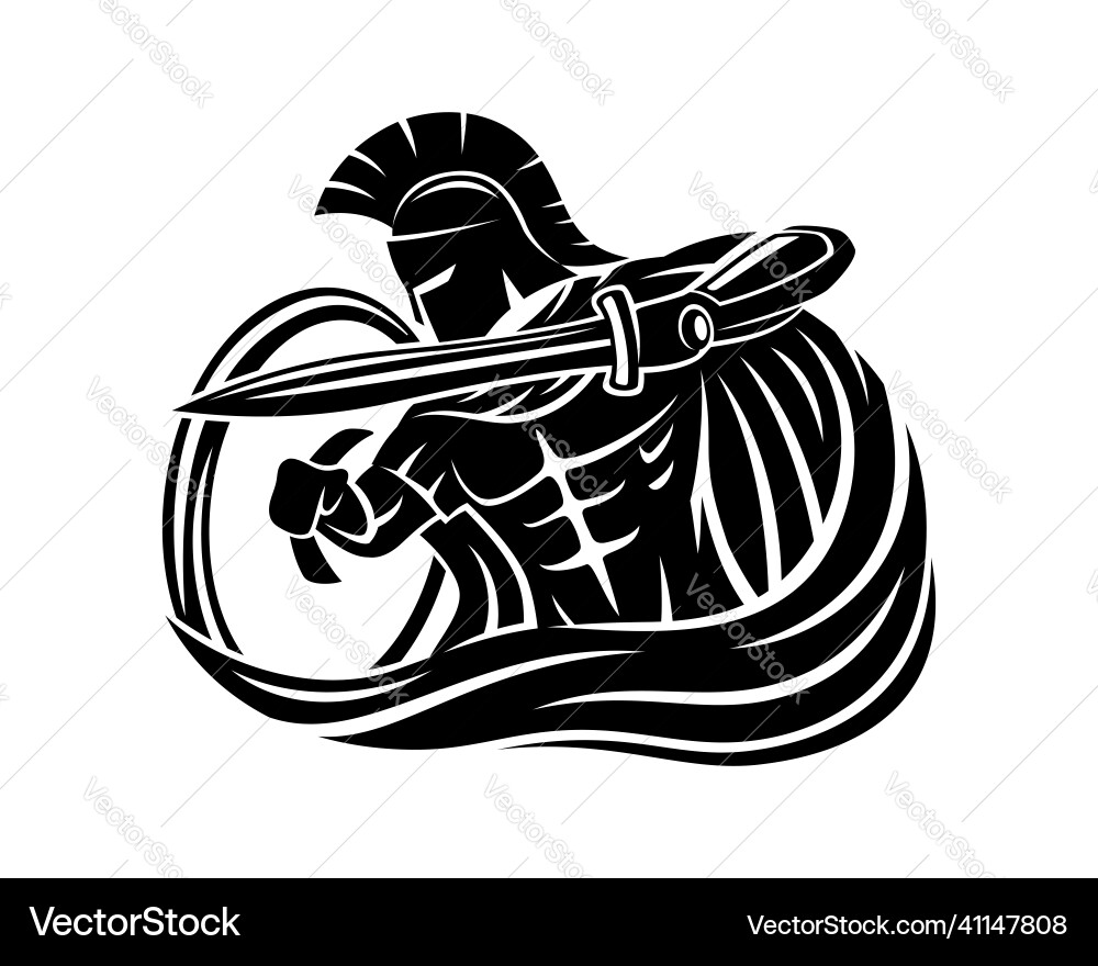 Spartan Warrior with Sword and Shield vector image