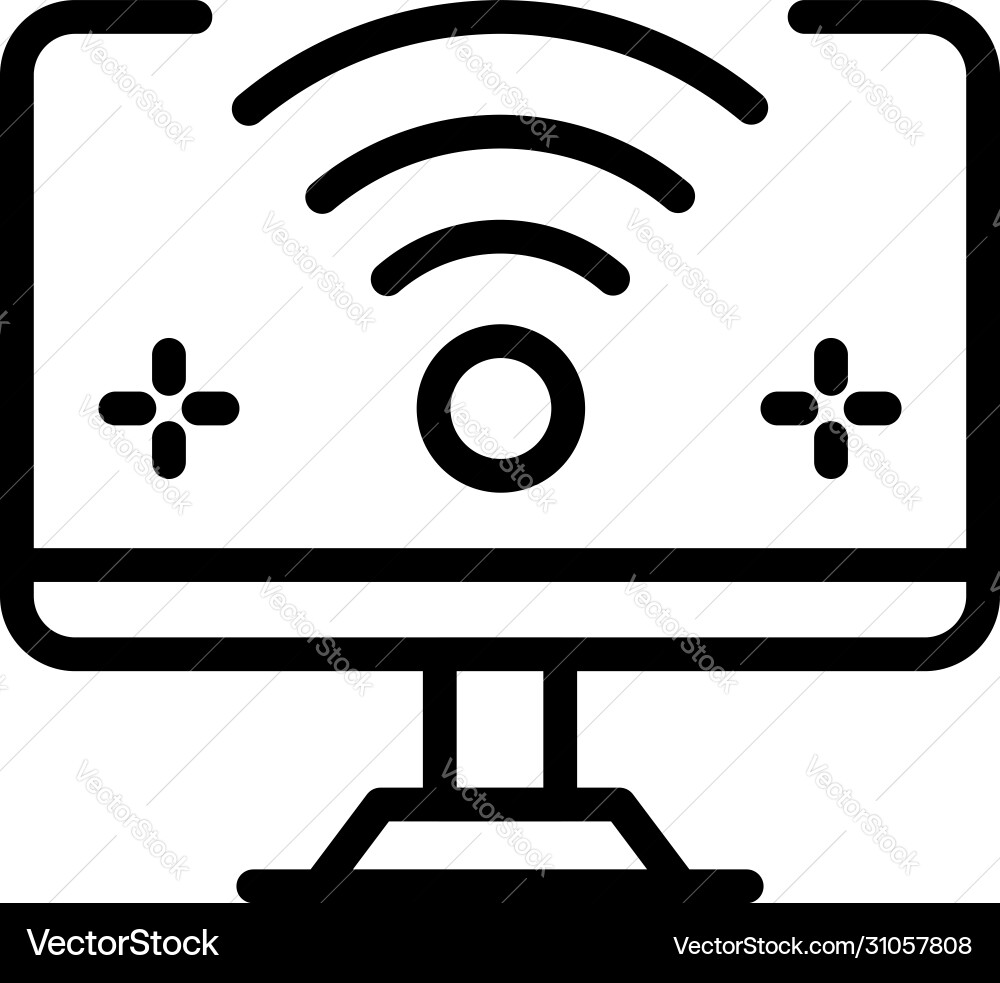 Wifi on computer icon outline style Wifi on computer icon outline style Vector Image