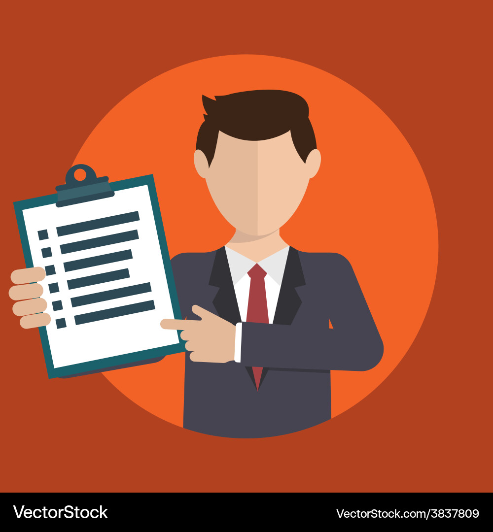 Businessman with a task showing and analytic Vector Image