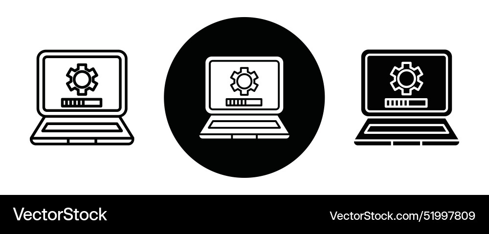Computer system update outline icon collection Vector Image