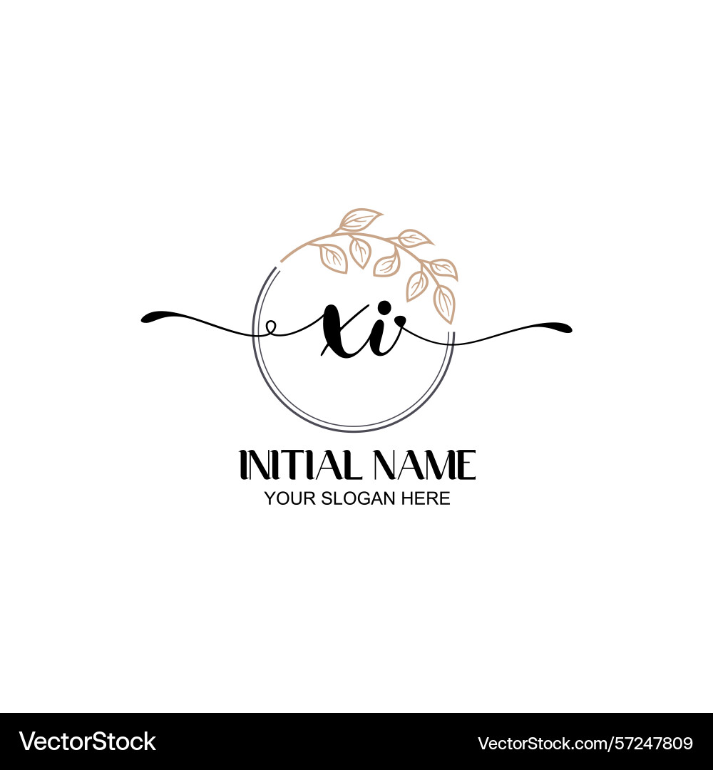 Elegant xi initial logo design with botanical Elegant xi initial logo design with botanical Vector Image