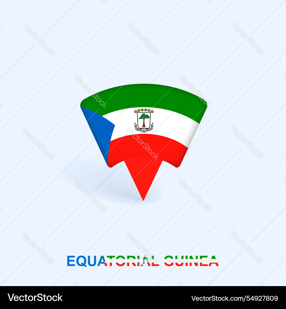 Equatorial guinea flag map pointer design vector image