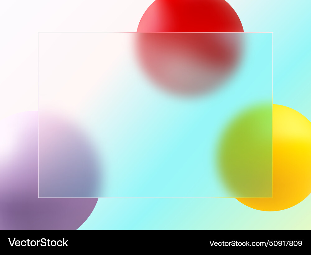 Glass morphism landing page with square frame Glass morphism landing page with square frame vector image