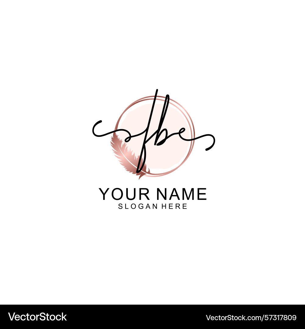 Handwritten fb initial logo with circle Handwritten fb initial logo with circle Vector Image