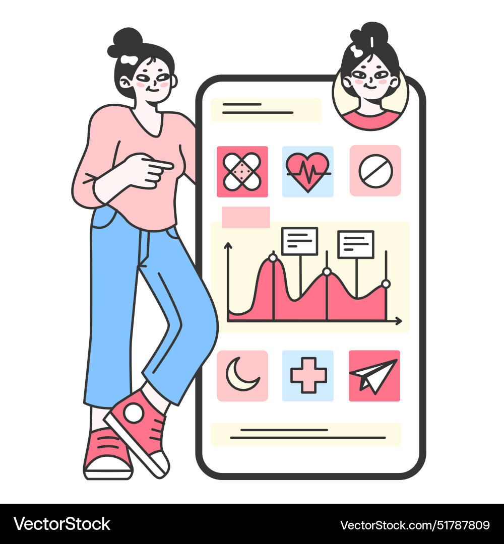 Health tracker character using smart electronic Health tracker character using smart electronic vector image